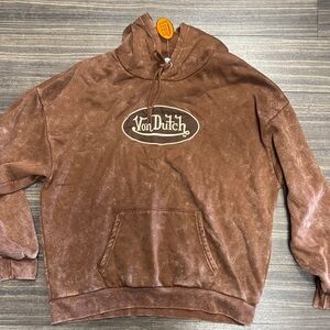 Von Dutch Brown Tie-Dye Logo Hooded Sweatshirt